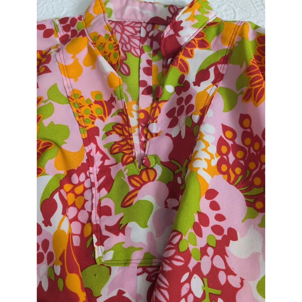 VTG 80s Handmade Hawaiian Maxi Dress Mumu Plus 50" Bust Floral 1x - Picture 8 of 9
